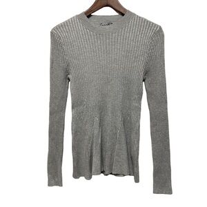 Venus Women's Sweater Gray Fitted Stretch Flare Waist Size Small